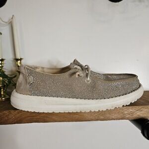 Hey Dudes Wendy‎ Metallic Sparkle Rose Gold Slip-On Girls Size 3 Summer Sun